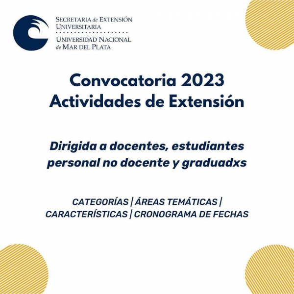 Convocatoria a la presentación de Actividades de Extensión 2023.